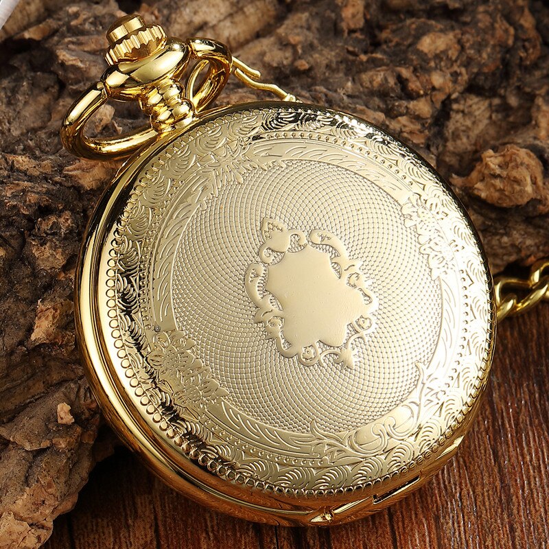 Golden 2 Side Mechanisch Zakhorloge Hollow Herten Patroon Steampunk Skeleton Fob Horloges Ketting Hangende Horloge Voor Vrouwen Mannen