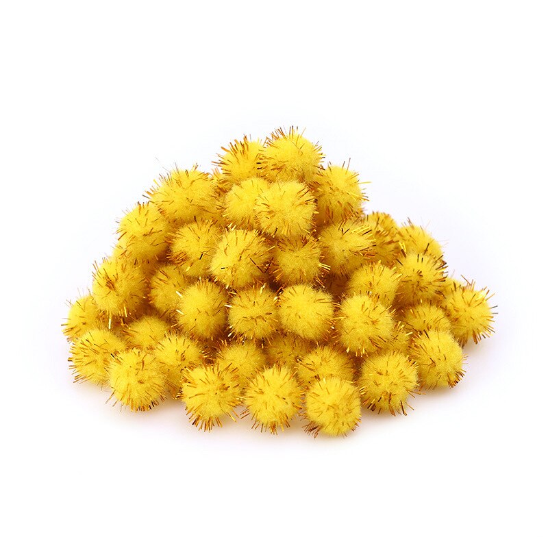100 Stuks Gekleurde Glitter Ballen Pompom Harige Ballen Kids Diy Craft Supplies Handgemaakte Creatieve Decoratie Materialen Pom Poms KQ001