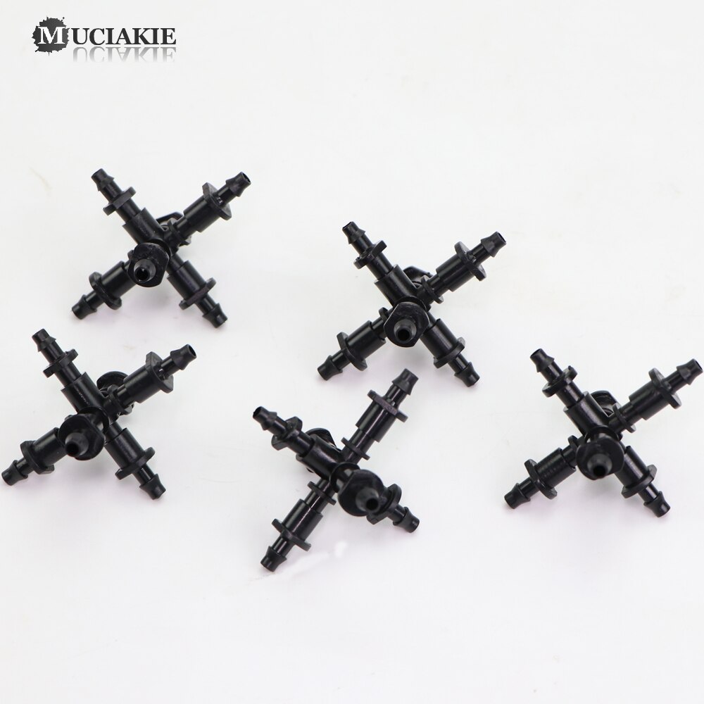 MUCIAKIE 4/7MM 6-Way Garden Water Connector for Micro Tubing 1/4'' Hose Water Splitters Micro Irrigation Coupling Adaptor Barbed