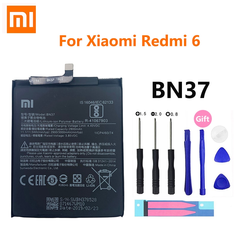 100% Originele Xiao Mi Batterij BN37 3000Mah Voor Xiaomi Redmi 6 Redmi6 Redmi 6A Vervanging Telefoon Batterijen