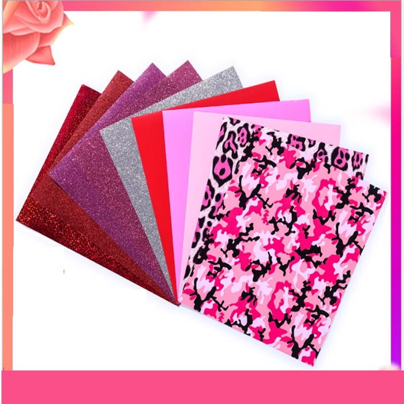 Warmteoverdracht Glitter Vinyl 25*30Cm Ijzer Op Voor Kleding Roze Serie Valentijnsdag Htv Shirt Hoge elastische Decor Film Te C