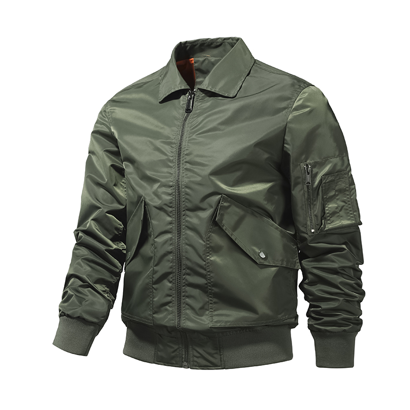 Chaqueta de piloto de la Fuerza Aérea MA1 para hombre, traje de béisbol de color sólido, chaqueta de trabajo de gran tamaño, de , temporada de otoño,: 4XL / Verde militar