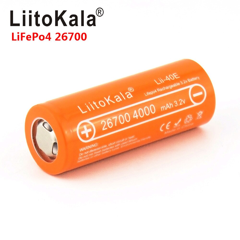 Liitokala Lii-40E 3.2V 26700 4000 Mah Lifepo4 Oplaadbare Batterij 10A Tarief Ontlading Lakens Vervangende Batterij In Plaats Van 26650