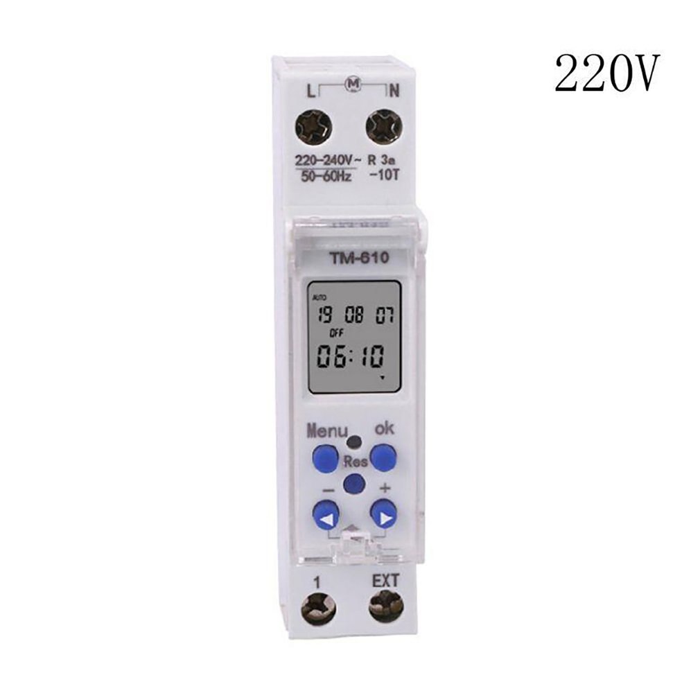 SINOTIMER TM610 Programmable Timer Switch LCD Display 18mm Single Module Din Rail 220V External Trigger Switch