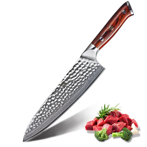 Fangzuo kokkekniv rustfrit stål sandeltræshåndtag  vg10 japansk 67- lags damaskus kokkekniv spaltekøkken: Default Title