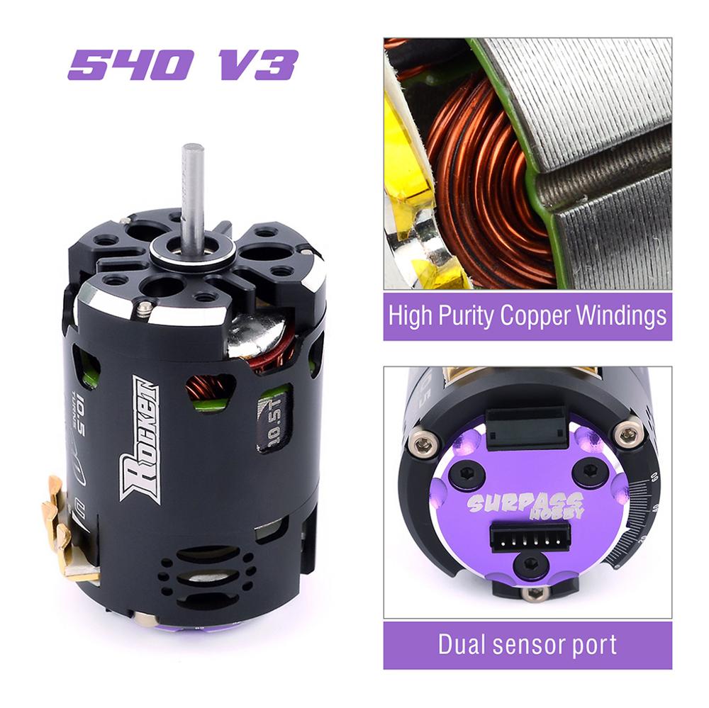 Surpass Hobby Rocket 540 V3 Pro (MODIFIED) Sensored Brushless Motor 3.5/4.5/5.5T For Electric Hub Motor 1/10 1/12 RC Drift Car