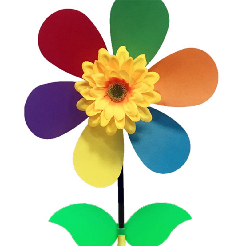 Bunte Sonnenblumen Windmühle Wind Spinner Windrad Garten Hof Dekoration freundlicher DIY Spielzeug draussen
