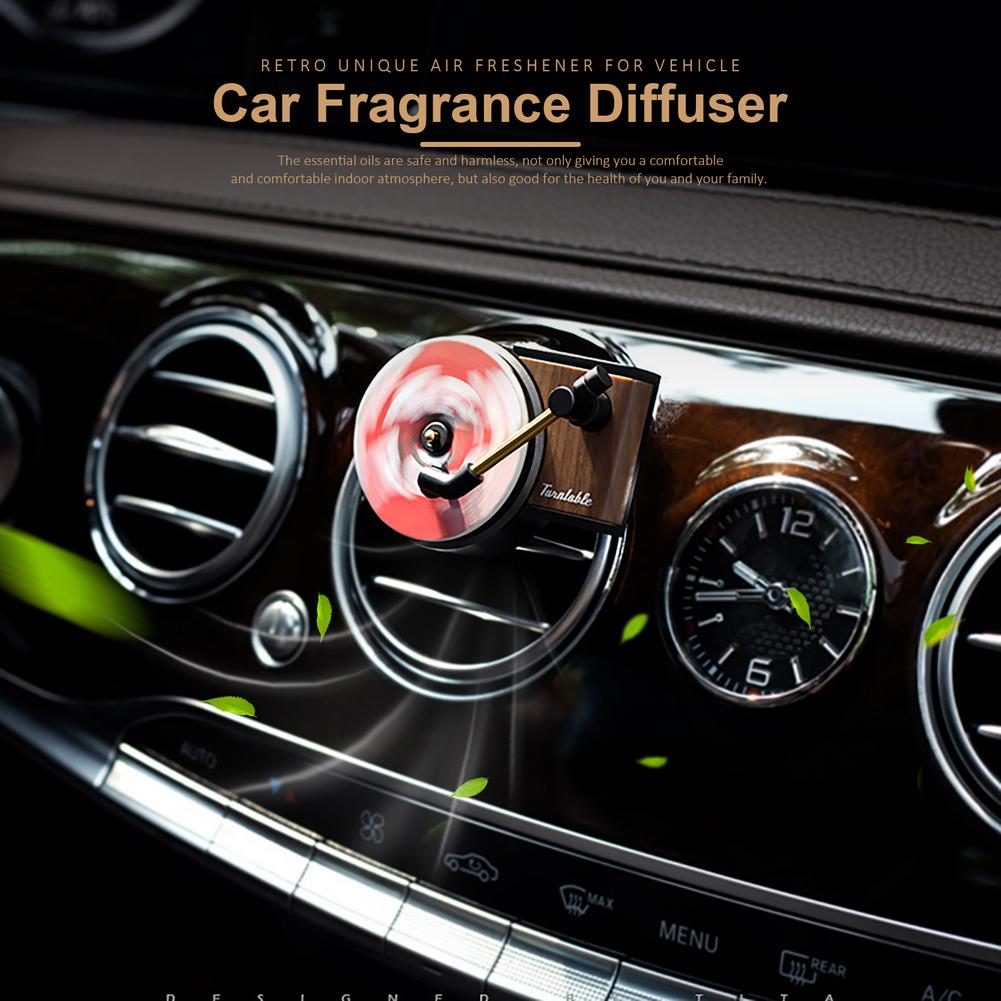 Platine Phonographe Voiture Diffuseur de Parfum Désodorisant de Voiture Avec 3 pièces Remplacer Aromathérapie Feuille Tourne-disque Voiture Parfum Cli