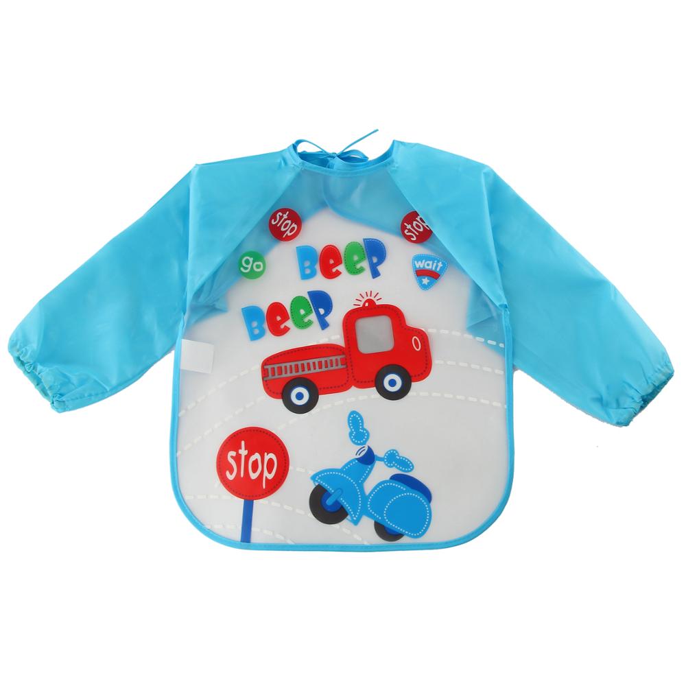 Cartoon Baby Bibs Colorful Long Sleeve Apron Waterproof Toddler Feeding Bibs Burp Cloths Children Painting Clothes Baby Bibs: Army Green