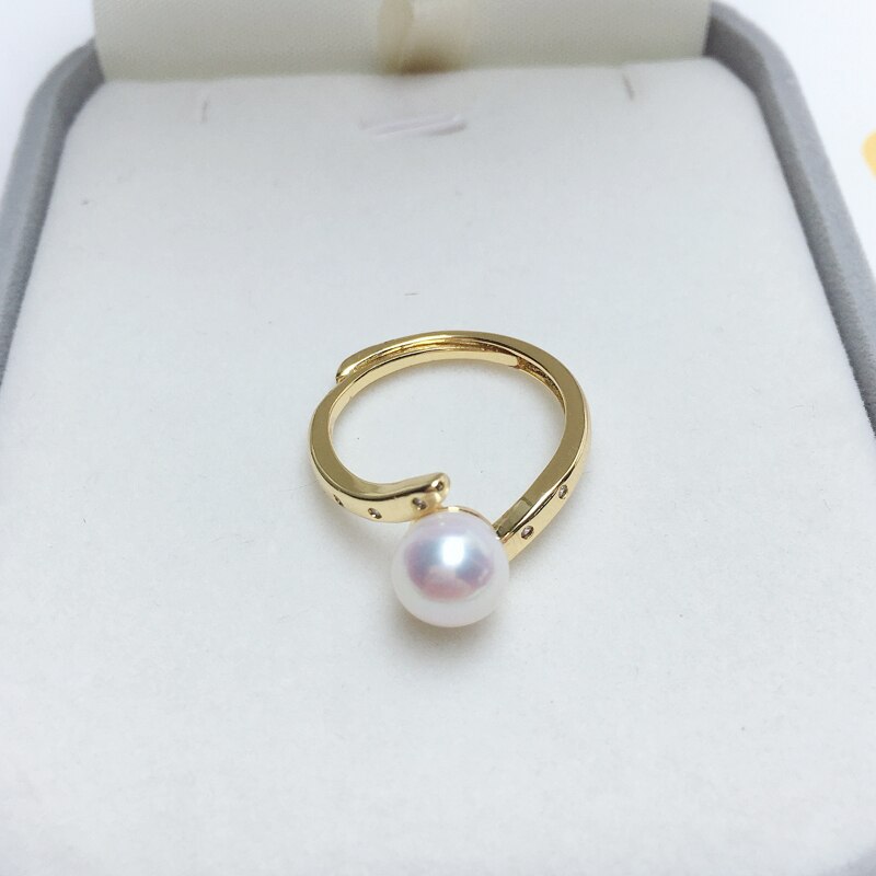 Zhboruini Verkoop Echte Natuurlijke Parel Ring Ins Persoonlijkheid Eenvoudige 14K Gold Gild Engagement Ring Sieraden Voor vrouw