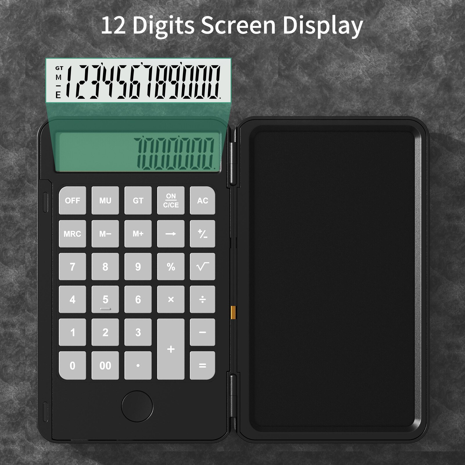 12 Digit Display Calculator with 6inch Writing Tablet Portable Foldable Erasable LCD Graphics Pad Board Desktop Calculators