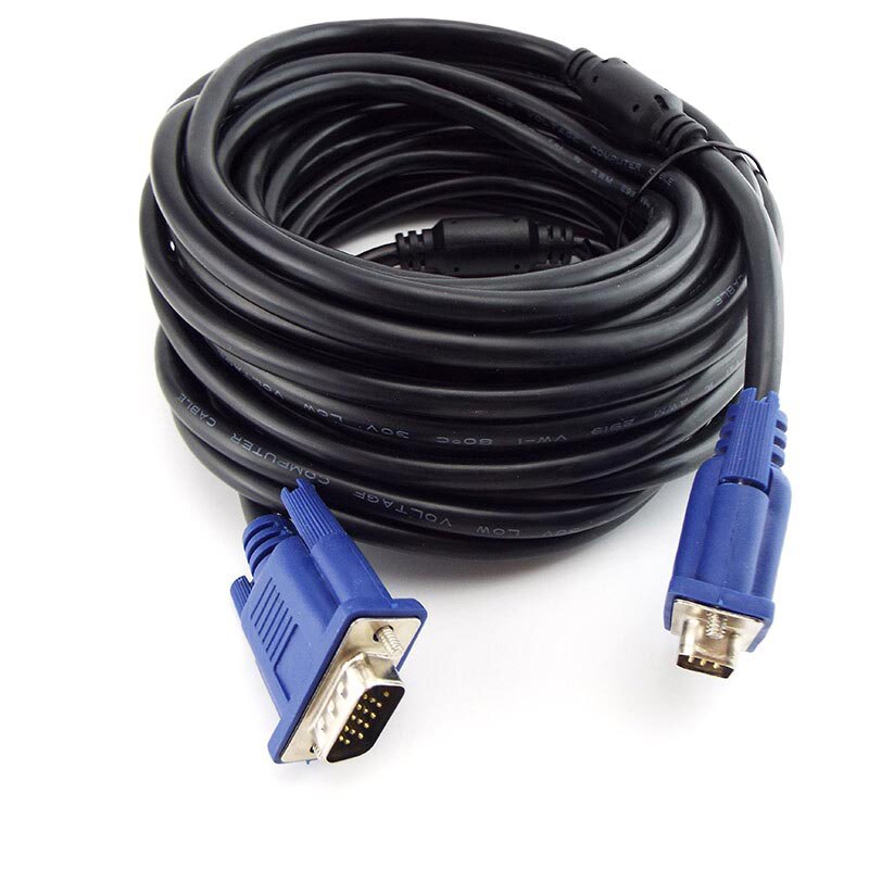1.5M 3M 5M 10M VGA Extension Cable HD 15 Pin Male to Male VGA Wire Cord Metal Line for Laptop PC Projector Computer Monitor w1
