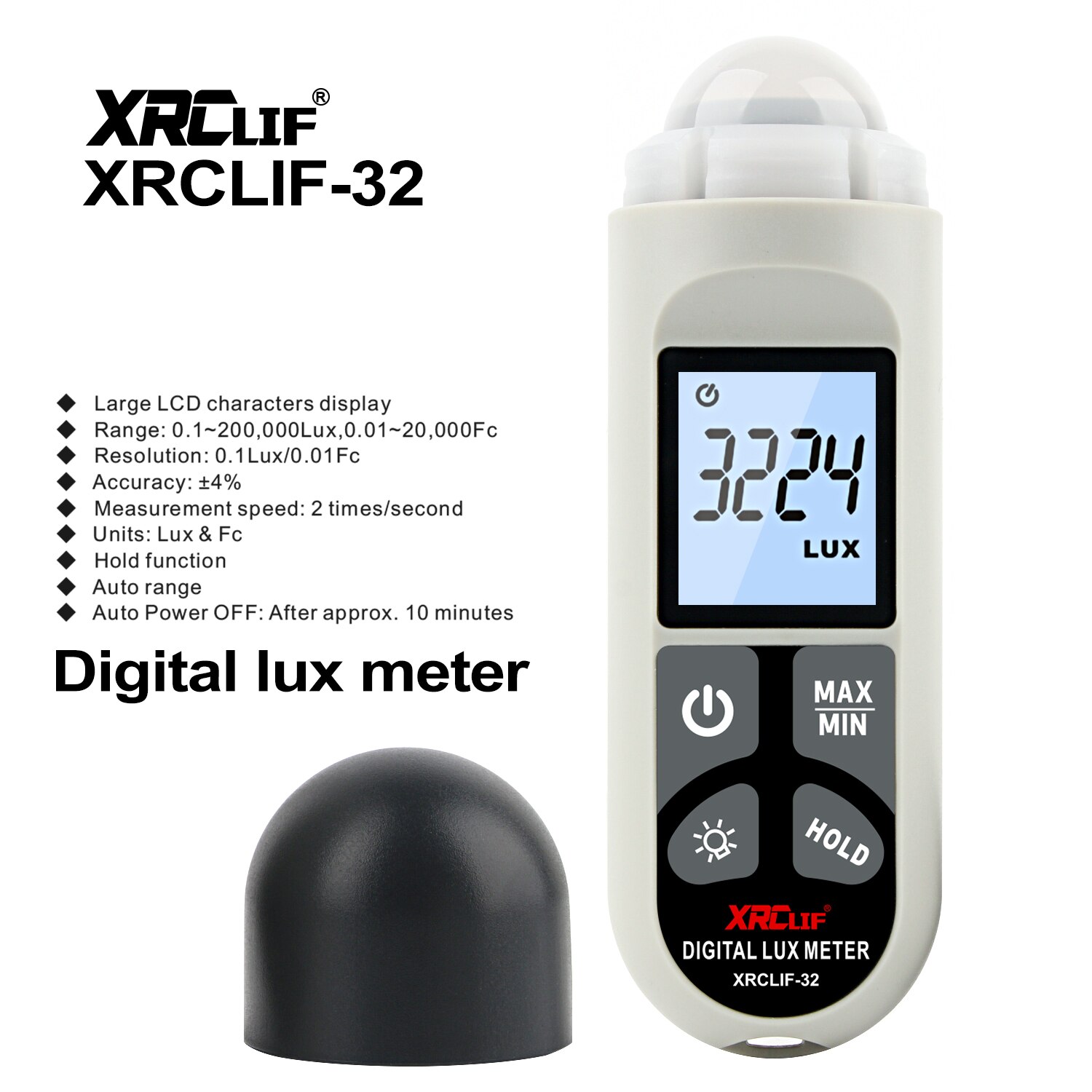 XRCLIF Digital Lux Meter 0.1-200,000 Lux Digital LCD Pocket Light Meter Lux/FC Measure Tester illuminometer Sensor Photometer: Default Title