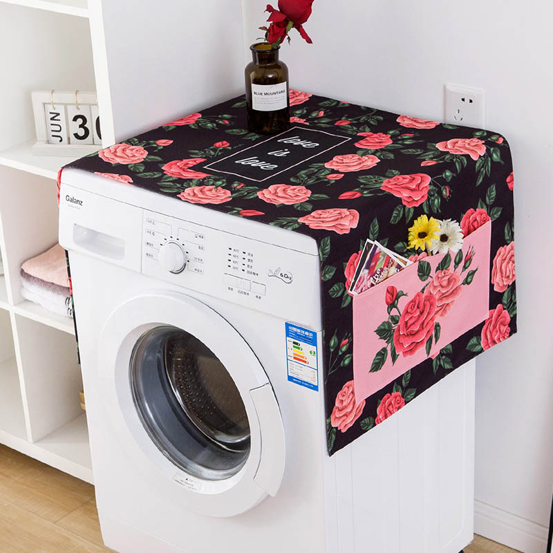 Dust Cover Washing machine Cotton linen Refrigerator leaves palm Japanese modern wave cover