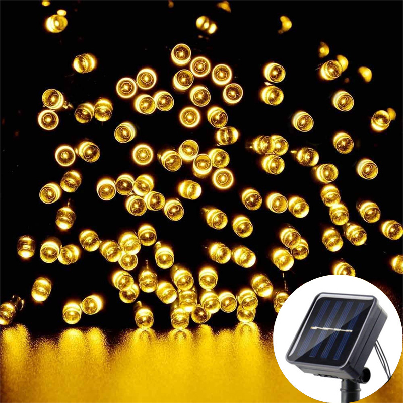 Guirnalda de luces LED solares, 8 modos de iluminación, tira de luces parpadeante impermeable para exteriores, para decoración de fiestas en el jardín, árboles y vacaciones: Azul / 11-15 W