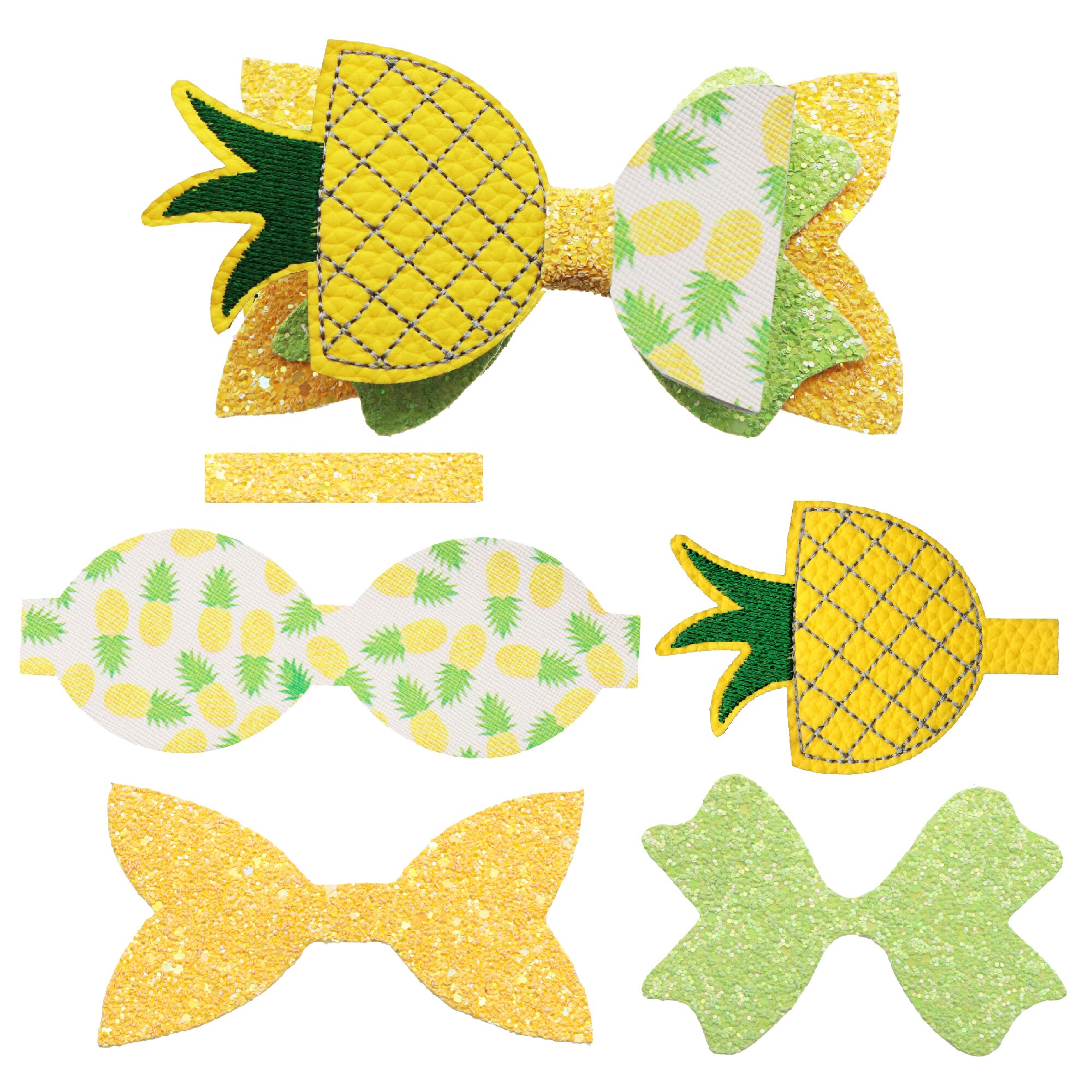 Glitter Faux Synthetic Leather Bow-knot Kit DIY Hair Bow Making For Bow-knot Handmade Material Without Clips,1Yc21159