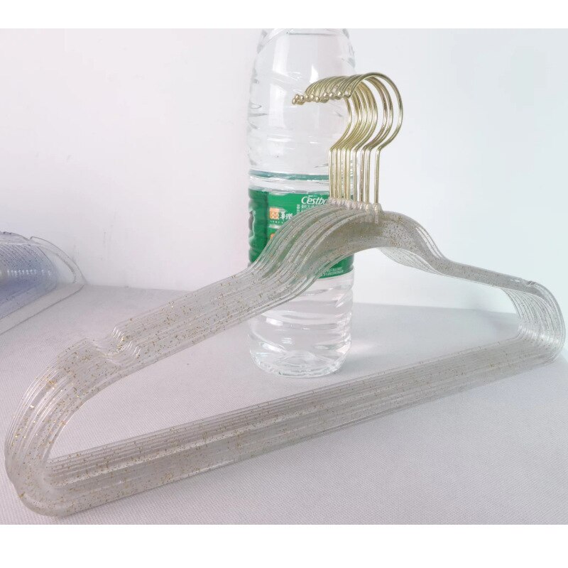 Cintres en perles pour vêtements, 10 pièces, en plastique Transparent, rose, or, antidérapant, acrylique, sans trace, pour filles: Gold Pink Gold / 10PCS42CM for Women