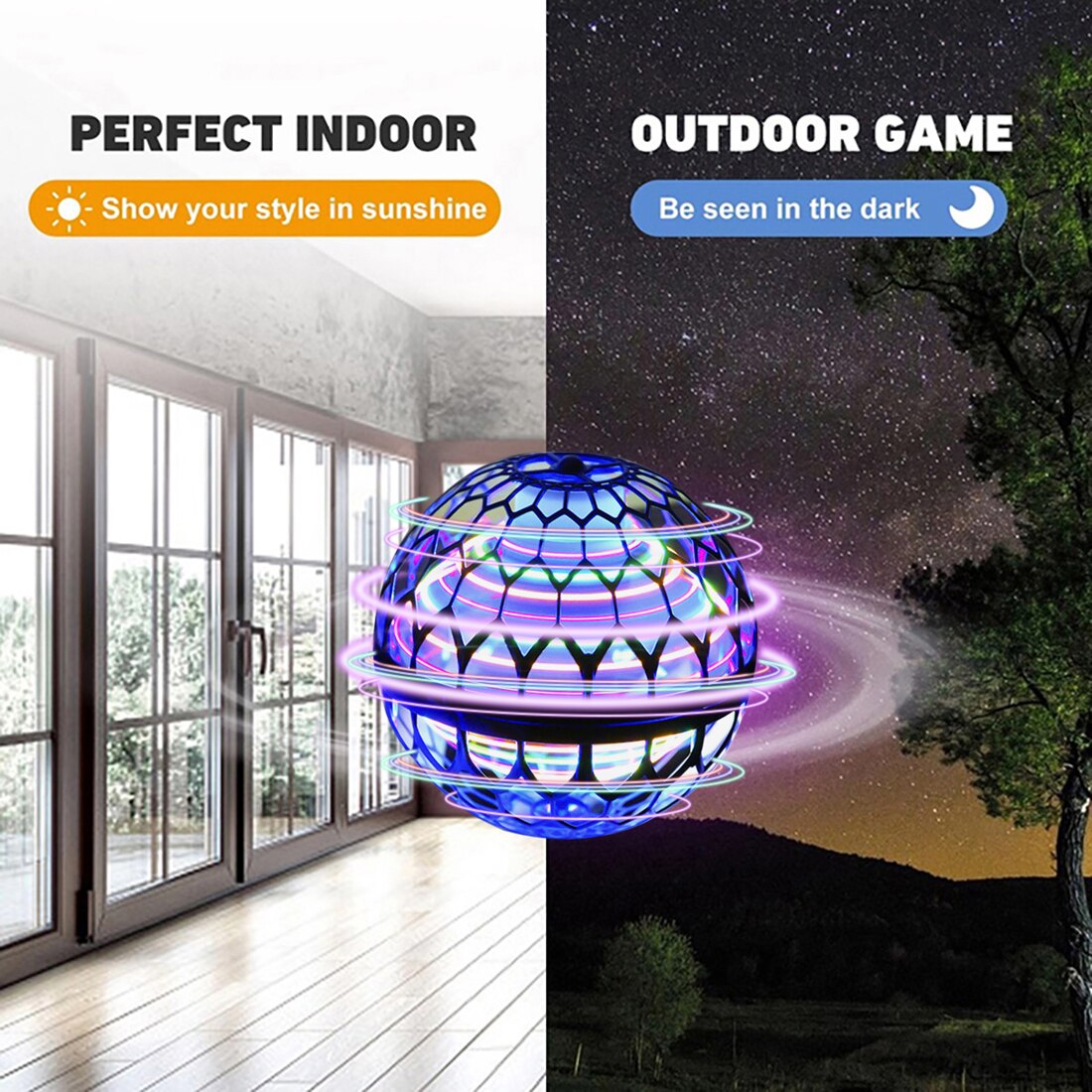 Pro flyvende bold spinner legetøj håndstyret drone helikopter hoverball mini ufo med rgb lys børn drenge piger gaver 1