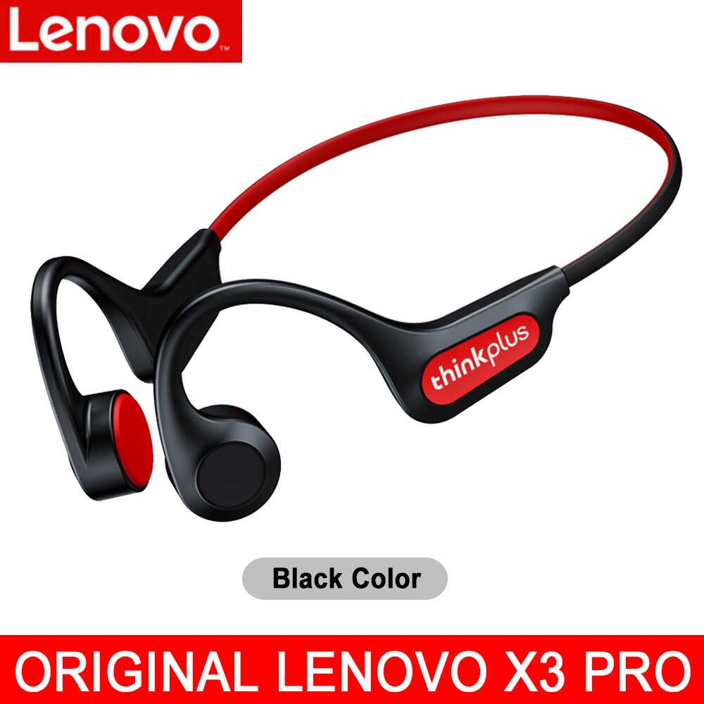 Lenovo-auriculares inalámbricos X3 Pro originales, cascos de conducción ósea con Bluetooth 5,3, impermeables, ligeros, deportivos, gancho para la oreja: Negro
