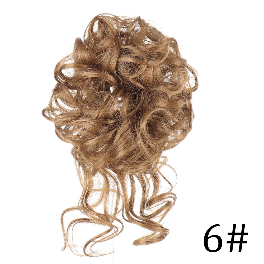 LiHui moño sintético, banda con rizos desordenados, pinza elástica para el pelo, pieza de peluca, pinza para el pelo para mujer, negro y marrón: NC/4HL