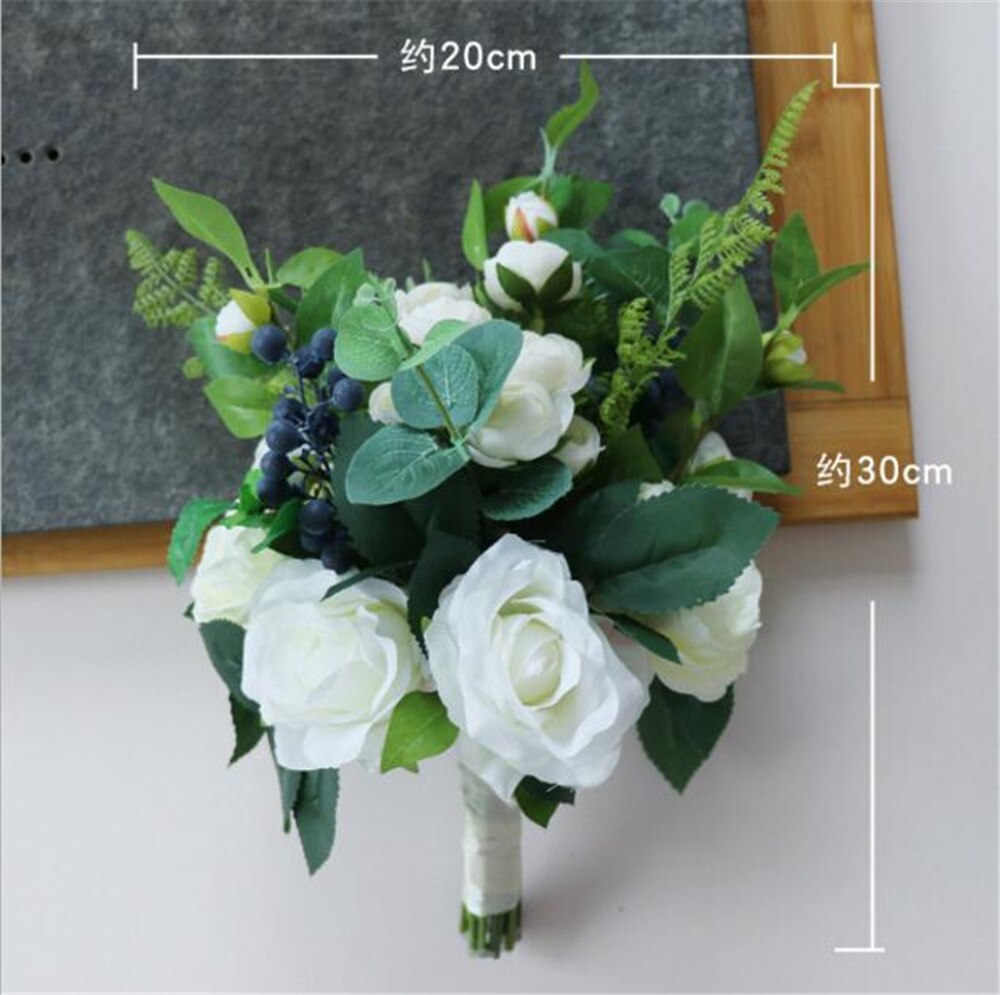 Romantische Bruidsboeket Wedding Flowers Kunstmatige Bruidsmeisje Boeket Bedrijf Bloemen Lint Bouqet De Fleur Mariage