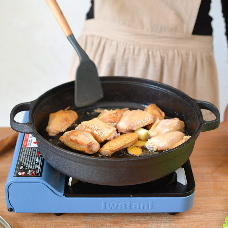 Universele lampblack koekenpan gietijzeren wok brandstof gasfornuis universele brandstof gasfornuis verflaag platte bodem pan antiaanbakpan pa