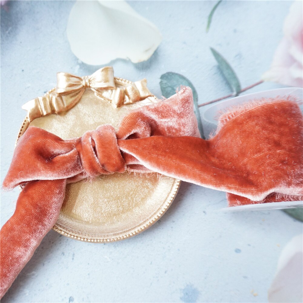 50mm Silk Velvet Ribbon With Frayed Edged Ribbon For Wedding Ribbon packaging ribbon 100% silk ribbon soft ribbon: 008