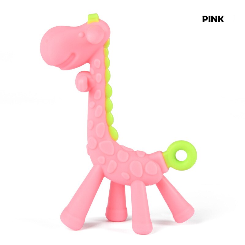 1 Pc Baby Bijtring Veilig Speelgoed Bpa Gratis Silicone Bijtringen Giraffe Geboorte Baby Tandjes Baby Douche Cartoon Dieren Bijtring: pink