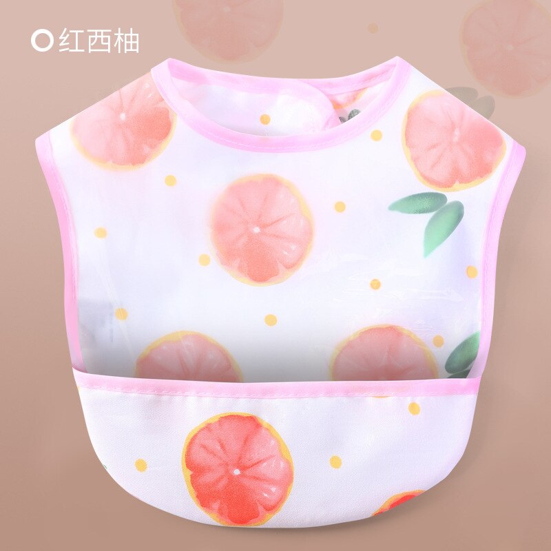 Cotton Baby Bibs EVA Waterproof Lunch Feeding Bibs Baby Cartoon Feeding Cloth Children Baby Apron Babador Bandana: Grapefruit