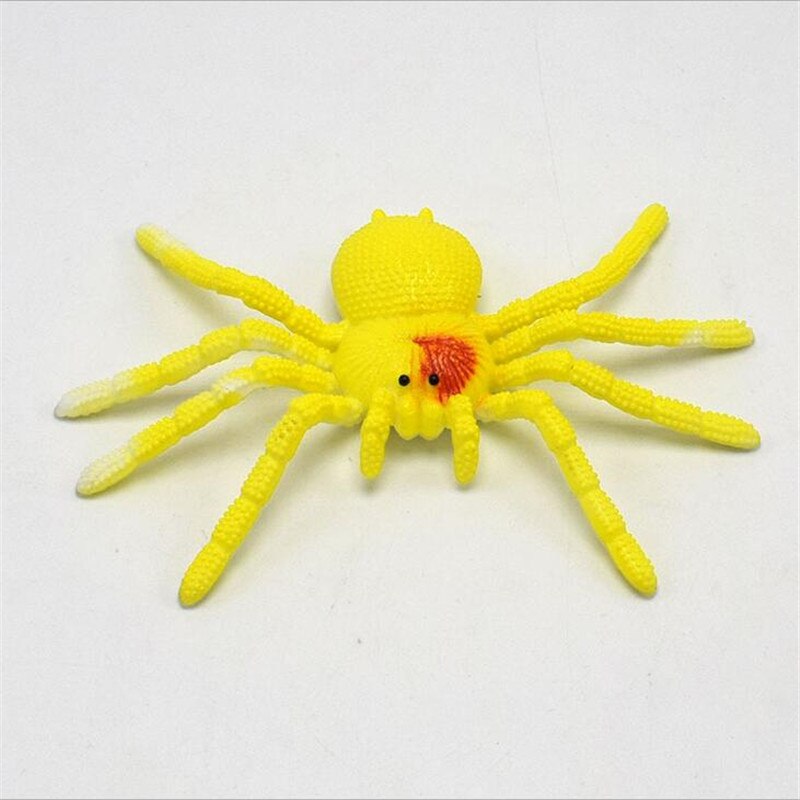 Colorful TPR Simulation Big Spider Insects Model Toys Prank Tricky Scary Toys Halloween Props Children's Model Toys: Yellow