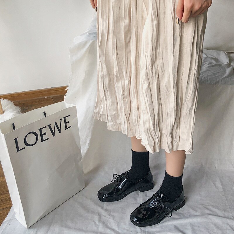 nuevos zapatos Oxford de cuero suave con cordones para mujer, zapatos planos de punta redonda para mujer, zapatos de para mujeres jóvenes,