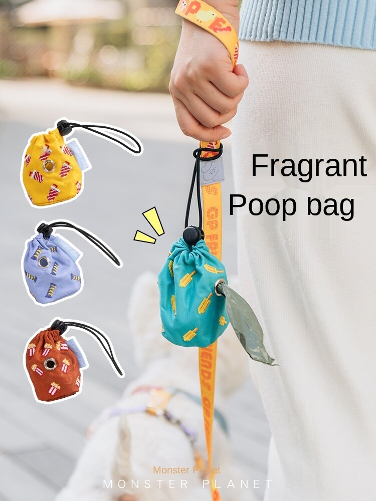 Pet goes out to shovel poop bag dog poop bag pick up poop bag pick up toilet walk dog pick up poop bag