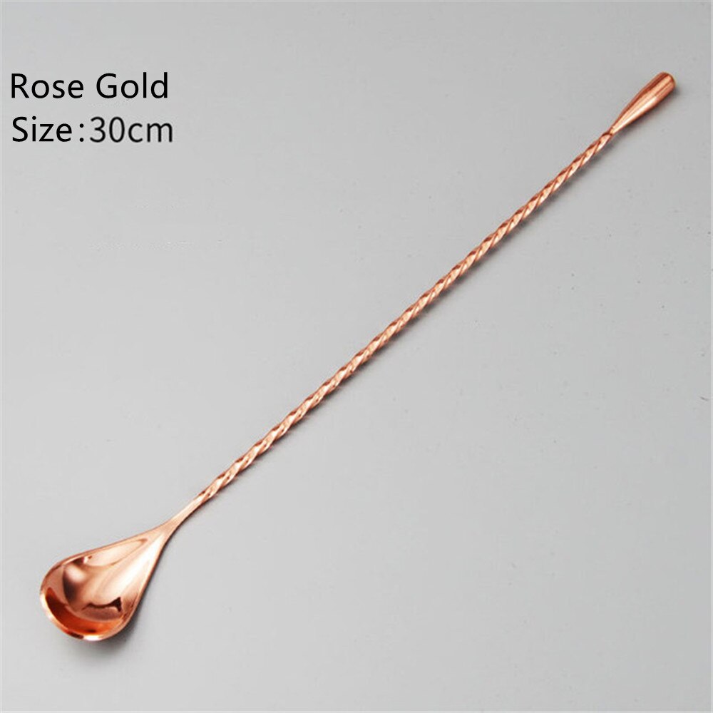 4 Colors Stainless Steel Mixing Cocktail Spoons With Long Handle Spiral Pattern Coffee Spoon Bar Spoon Bartender Tools Bar Tools: Rose Gold