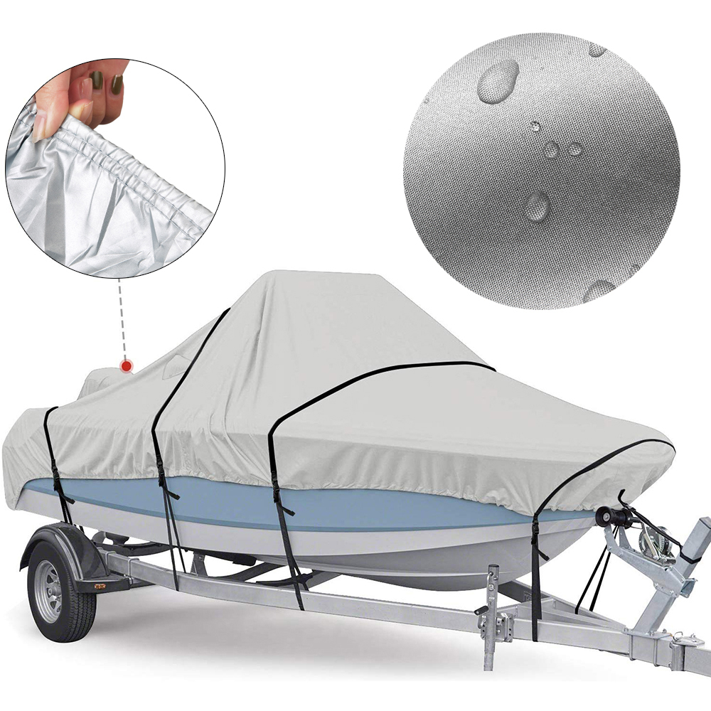 Boat Cover Yacht Outdoor Protection Waterproof Heavy Duty Silver Reflective Fits V-HULL TRI-HULL Runabouts and Bass Boats