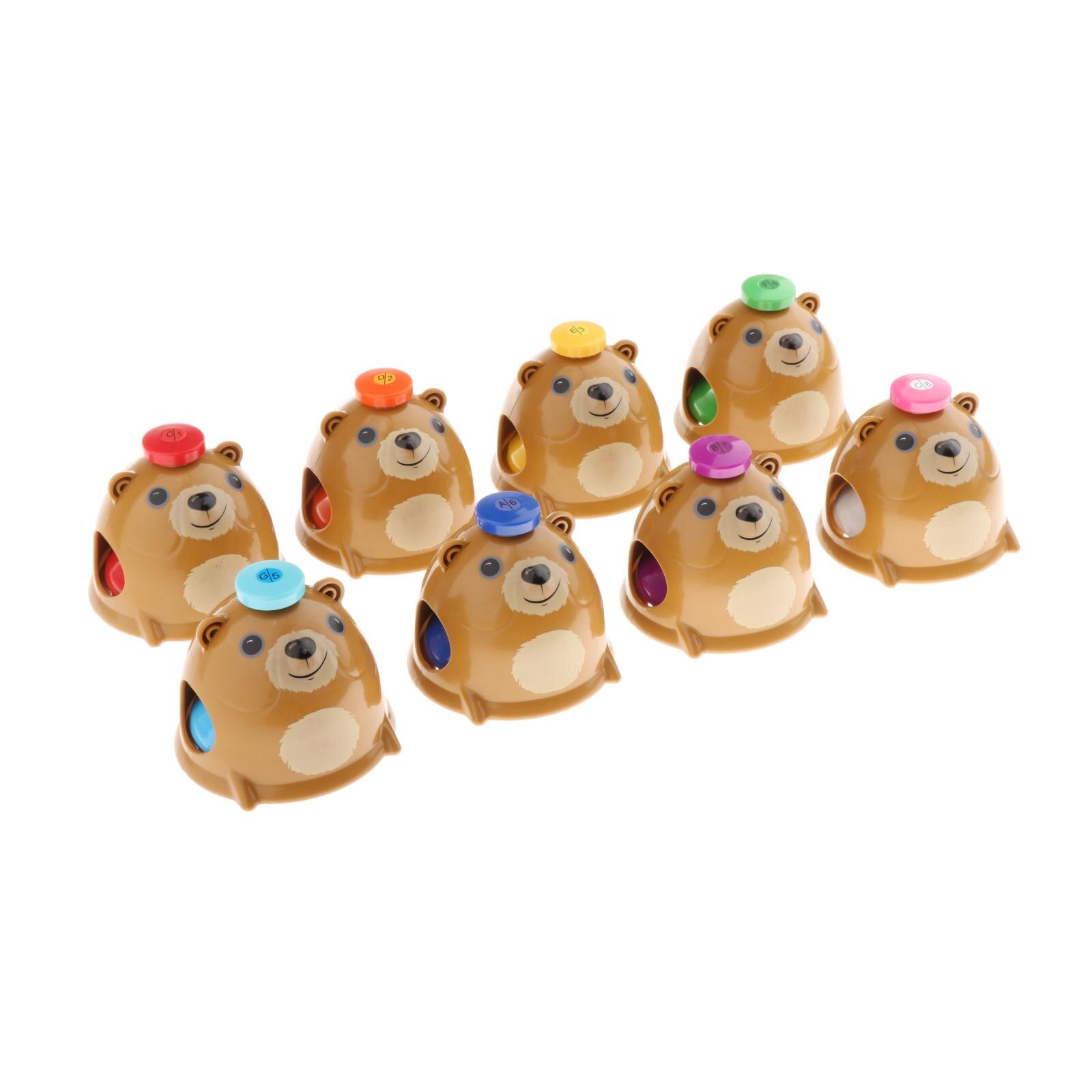 Lot de 8 cloches de bureau cloche à main en acier à 8 notes apparence de souris colorée Kit de cloches à Percussion jouet Musical pour enfants: bear
