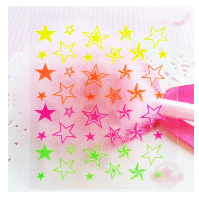 Nail art 3d dekal klistermärken neon linjer stjärnor sommar naglar självhäftande manikyr akryl designs verktyg: Typ 1