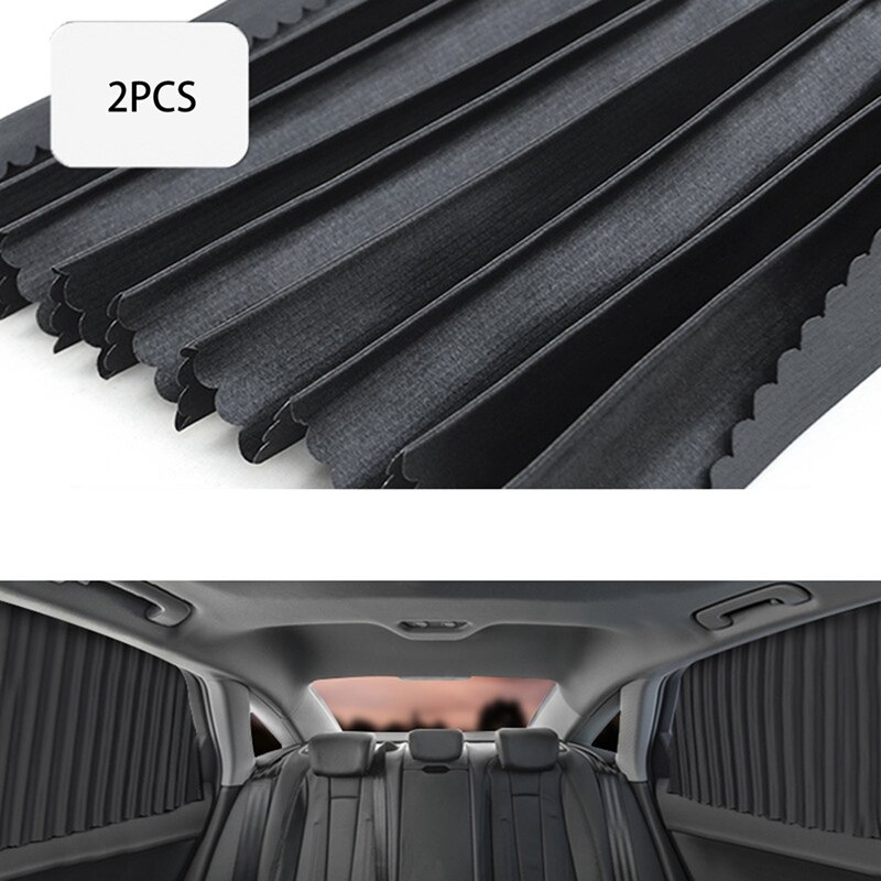 Universal Car Side Window Sun Shade Auto Sun Protection Privacy Sunshade Magnetic Curtain Keeps Cooler Screen For Sleeping: Rear 2pcs Black