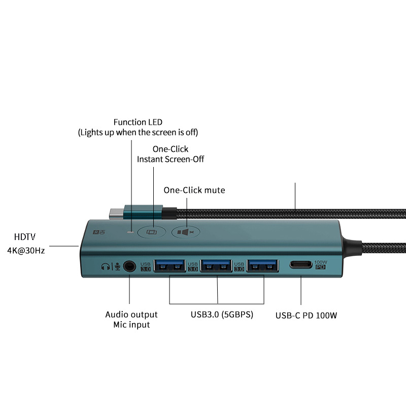 mit HDMI zu Typ C Konverter 6 Häfen USB C Hub PD 100 W Ladestation USB3.0 Disk Leser Kabel Splitter Audio- Mikro erweitern Adapter