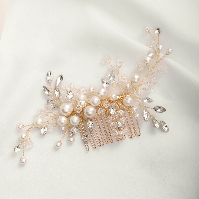 Parel Haar Kam Hoofdbanden Bruid Haar Ornamenten Golden Leaf Wedding Hoofdbanden Met Kam Parel Vrouwen Accessoires Haar Sieraden