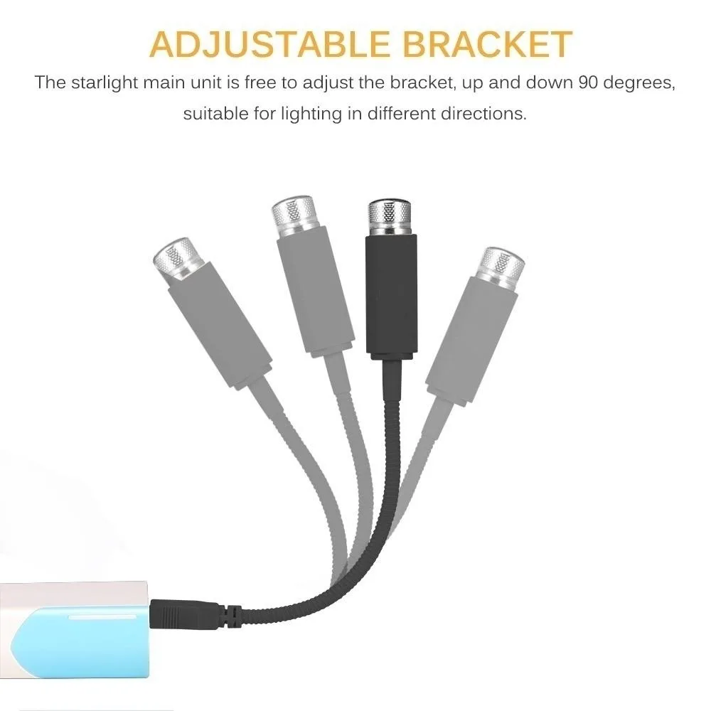Proyector de estrellas de luz LED para techo de coche, atmósfera ambiental Interior, lámpara de galaxia, luz decorativa USB para coche, en casa, luz nocturna