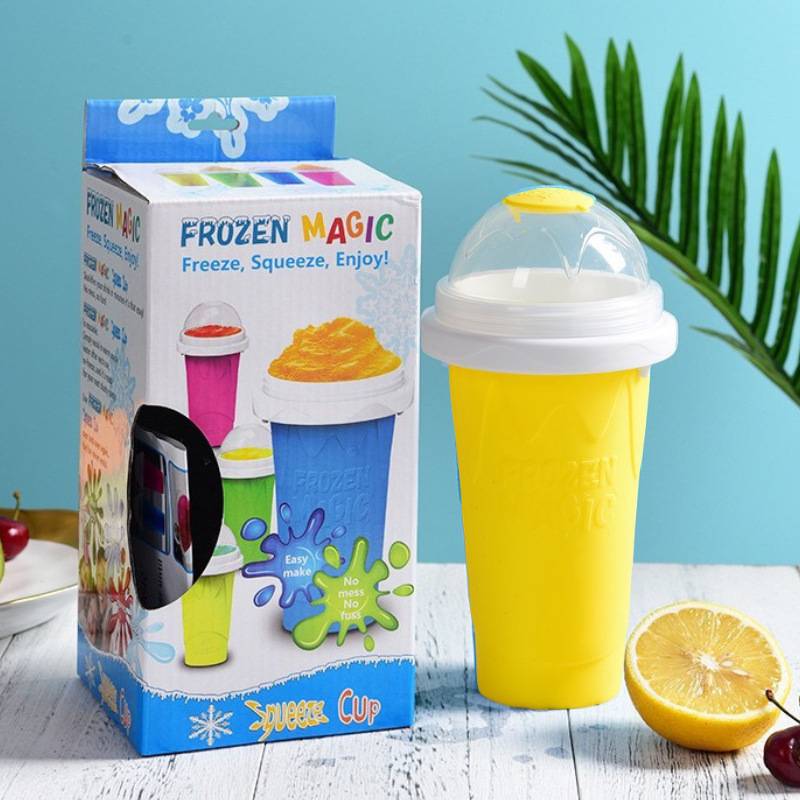 Taza Slushie DIY, tazas mágicas para hacer granizados, taza portátil para jugos, leche y helado, sílice de doble capa con tapa y pajita: Verde claro