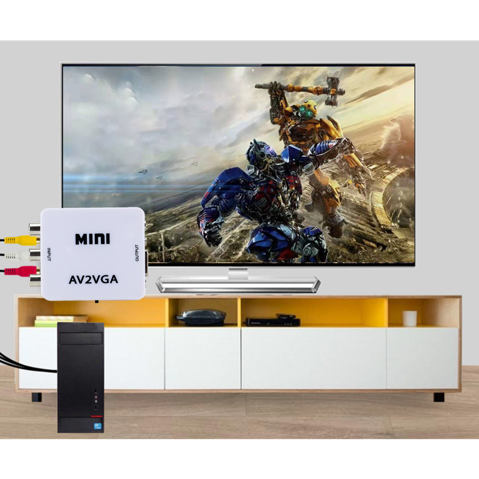 Convertidor VGA a AV VGA a RCA convertidor AV a VGA adaptador RCA con Cable de Audio de 3,5mm para TV Box PC 1080P CVBS a VGA convertidor