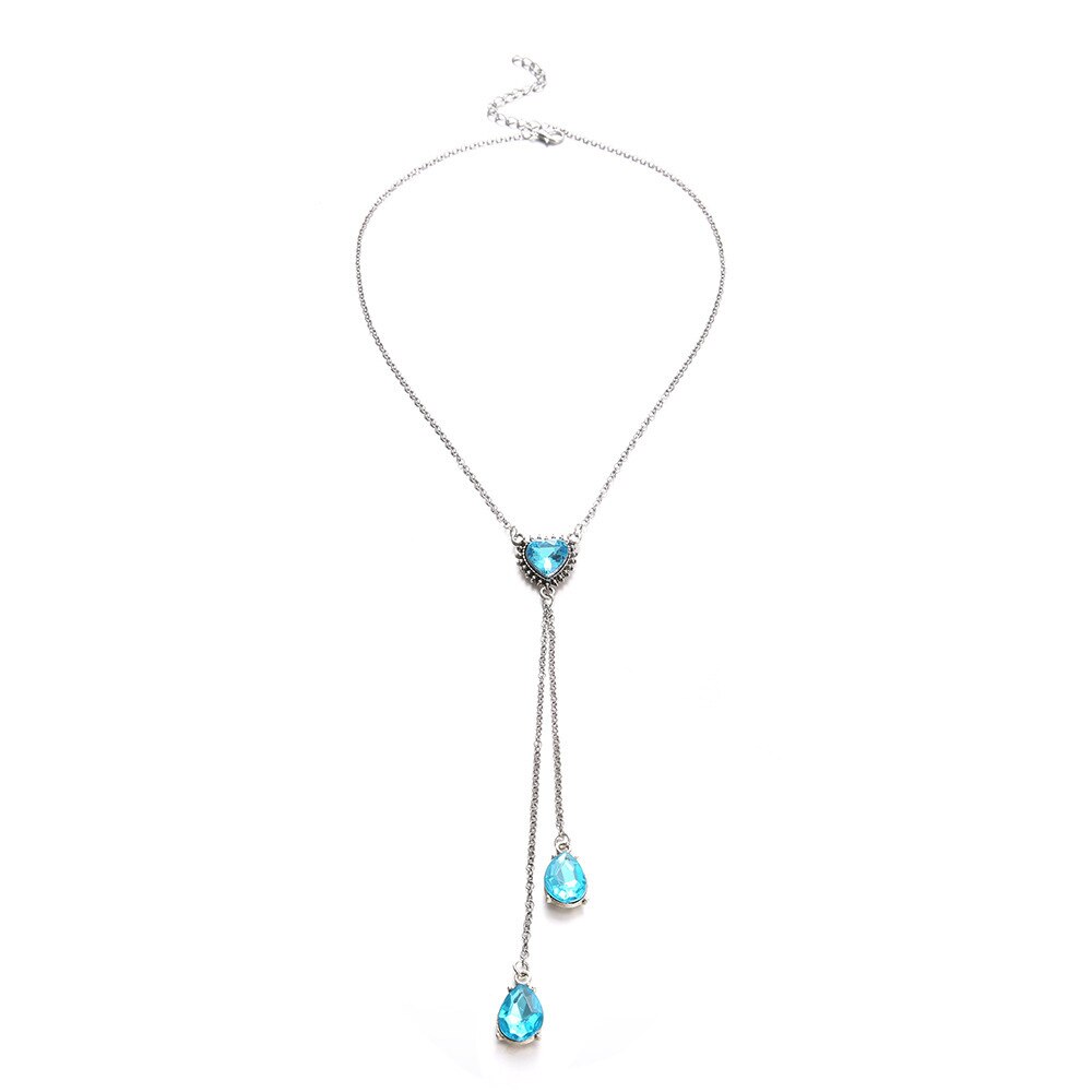 Ornamenten persoonlijkheid hemelblauw hartvormig sieraden hanger geslepen mevrouw bohemien ketting sieraden accessoires
