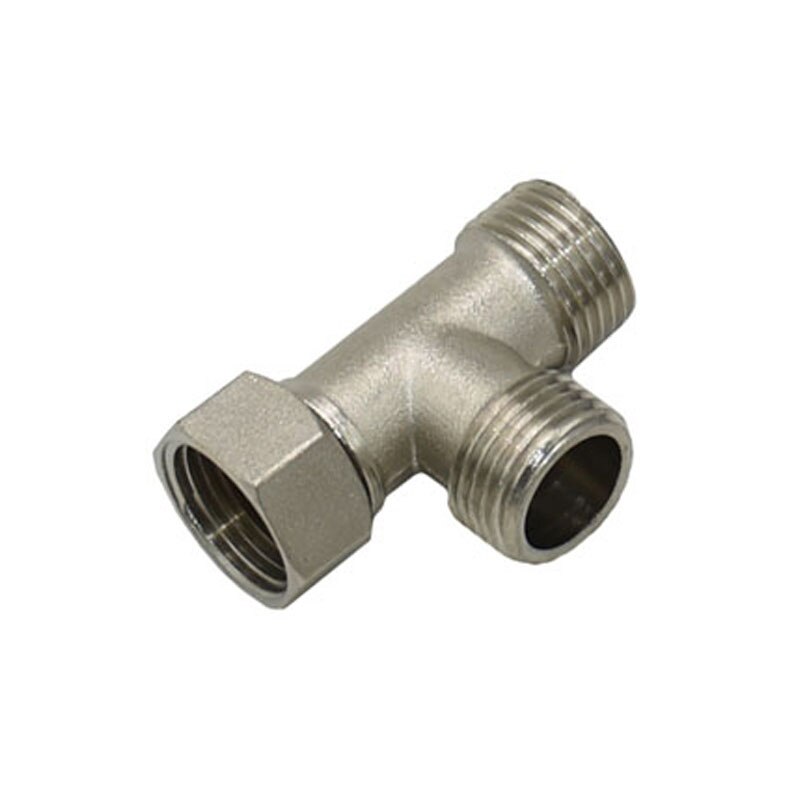 Tipo de bronze t fêmea 1/2 "a 1/2" rosca macho t conector 3 vias tubo adaptador acoplador conector para banheiro 1 pçs: A