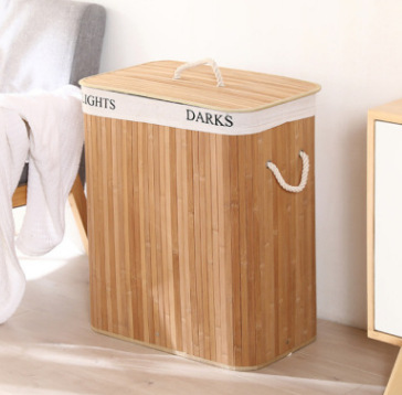 Folding Storage Bucket Laundry Basket Dirty Clothes Basket Storage Bamboo Woven Storage Bucket Dirty Clothes Storage BasketLB596: color1