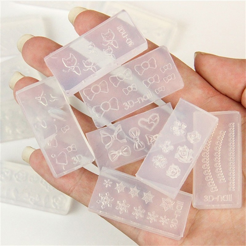 30 stk 3d nail art stempling akryl form silikone negle dekorationer gør det selv skabeloner mønster manicure skønhed negle kunst