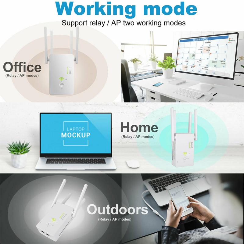 Amplificateur WiFi 1200 Mbps Double Bande - Répéteur Signal Avec 2 Ports LAN - Pour Maison, Bureau