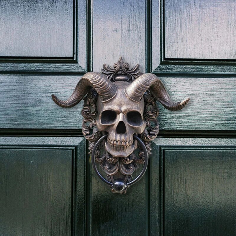 Poignée de porte en forme de tête de mort, rétro Antique, décoration murale, résine artisanale