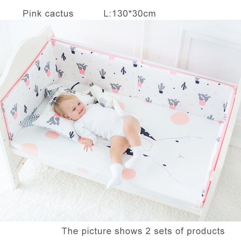 2 stks/set Babybedje Bed Dikker Bumpers Katoen Cartoon Veiligheid Bed Rond Kussen Cot Protector Kussens Pasgeborenen Bumper Room Decor: cactus L