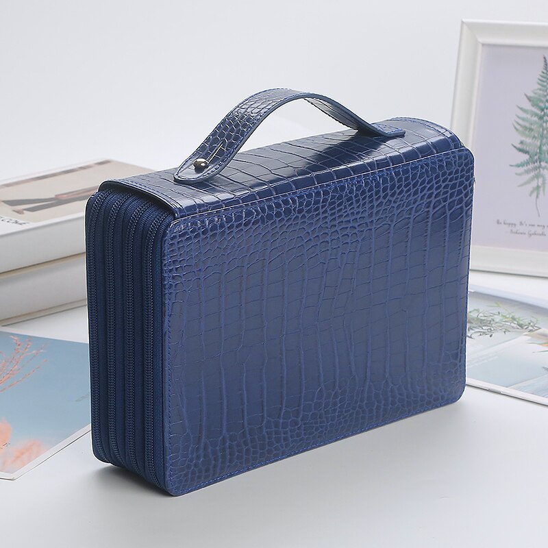 200 Slot Etui School Penal Voor Meisje Jongen Pencilcase Grote Capaciteit Pen Box Briefpapier Tas Kit Grote Pencilfolder Pouch gaten: Dark Blue